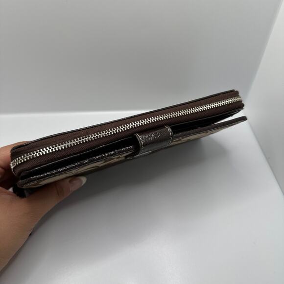 COACH Brown Signature Canvas Wallet - Picture 4 of 11